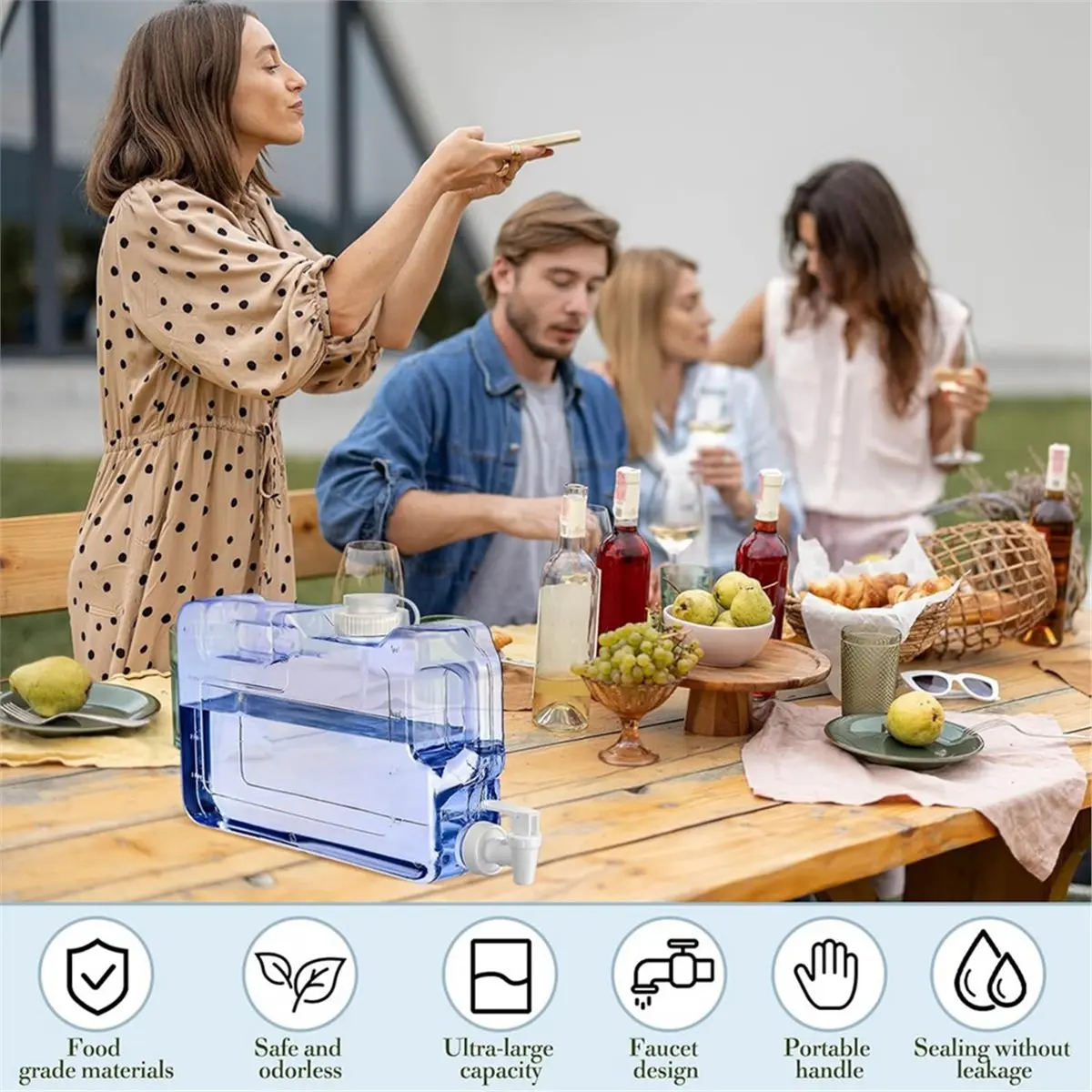 2 Gallon Fridge Water Dispensers Bottle with Leak-Proof Spigot and Convenient Handle Refrigerator Beverage Dispenser Jug