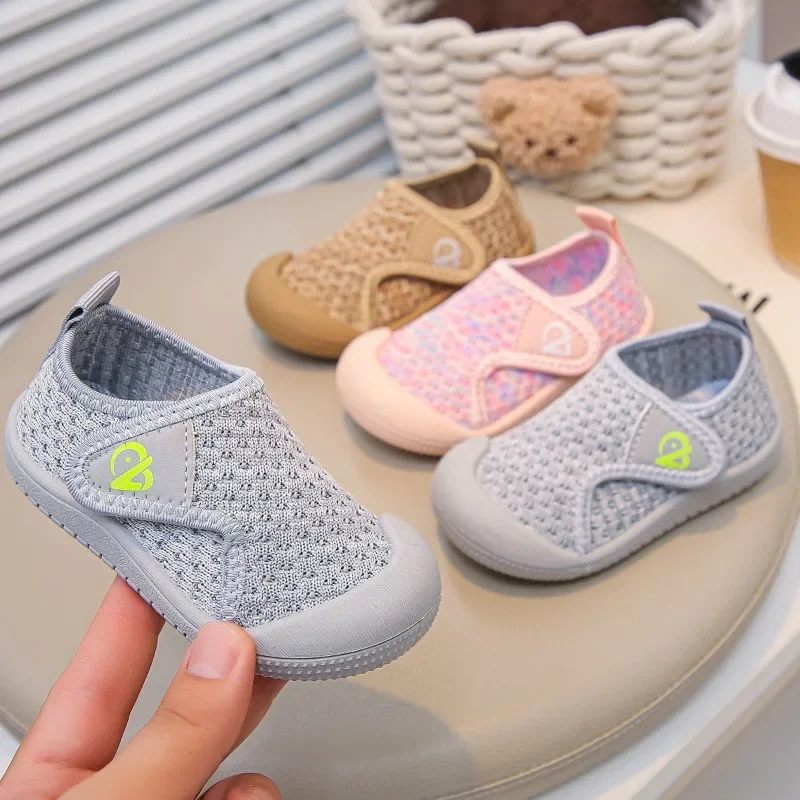 2025 Children Casual Shoes Air Mesh Breathable Kids Sneakers Soft Sole Hook-loop Leisure Flexiable Trendy Kids Flat Shoe 21-30