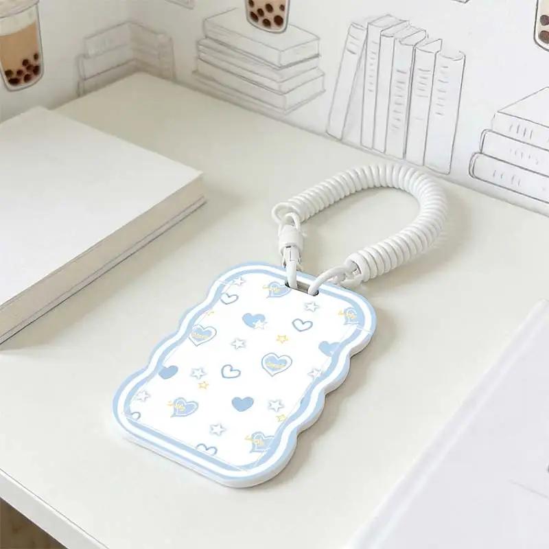 Card Protection Cover for Stretchable Spring Cord Photo Protector Kpop Photocard Holder Student Bus/Meal Card Protection Case
