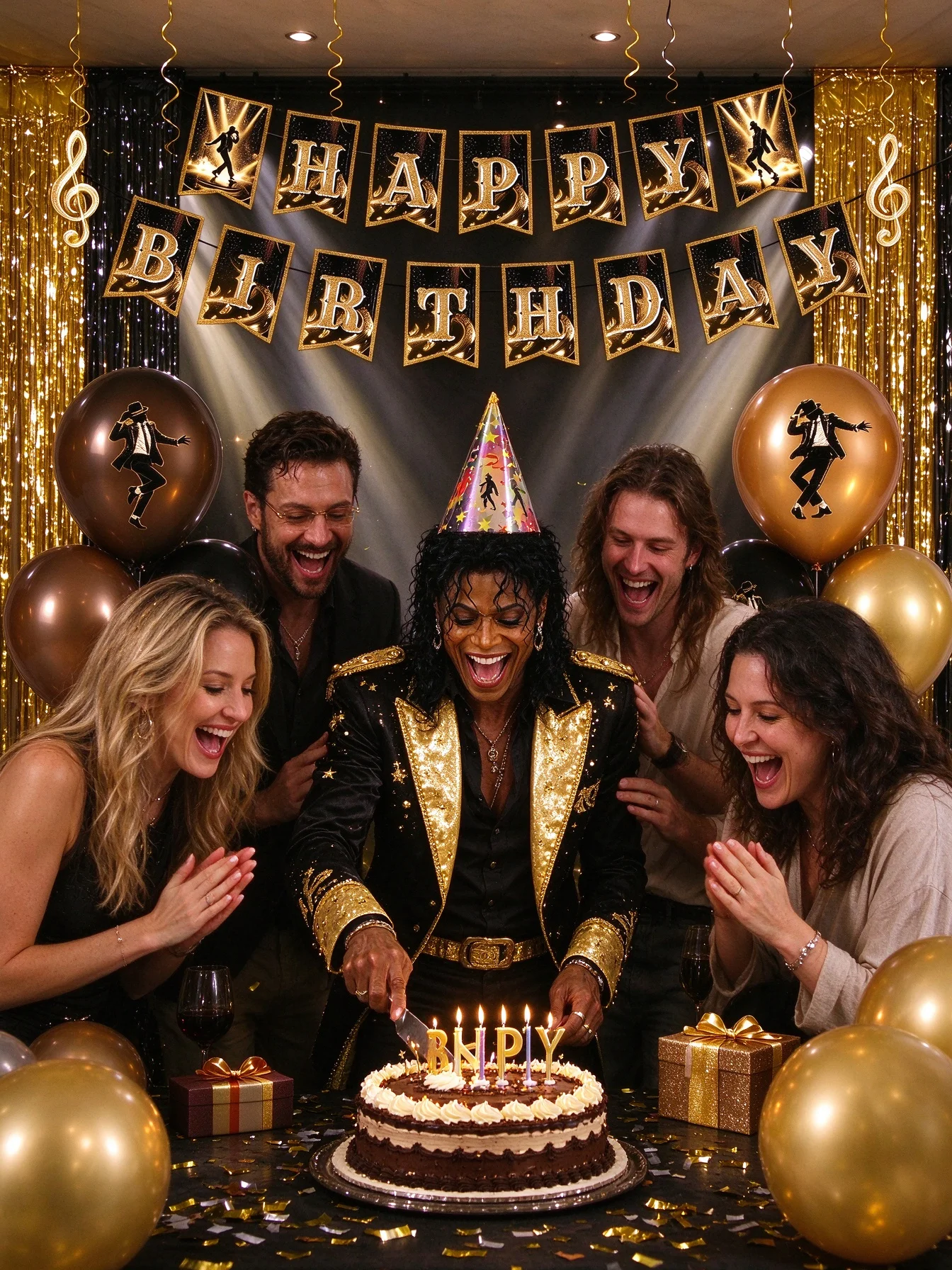 46PCS Celebrity Theme Birthday Theme Party Decoration Banner Home Decoration Black Gold Music Theme · Full Set for Celebration
