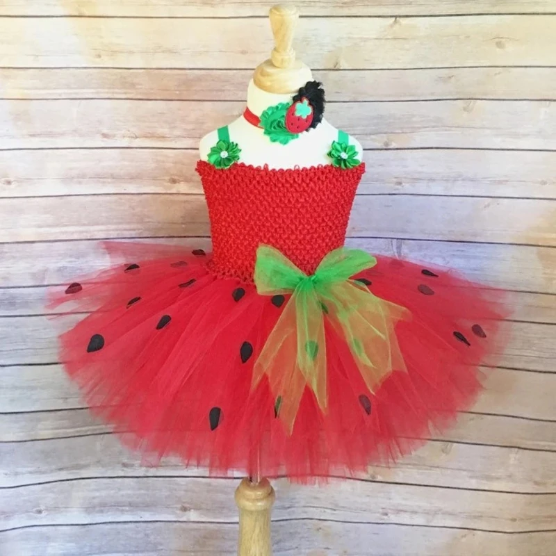 Baby Girls Birthday Party for Kids Fruit Clothes Newborn Photo Shoot Girl Strawberry Costume Tutu Dress Halloween Outfit Toddler