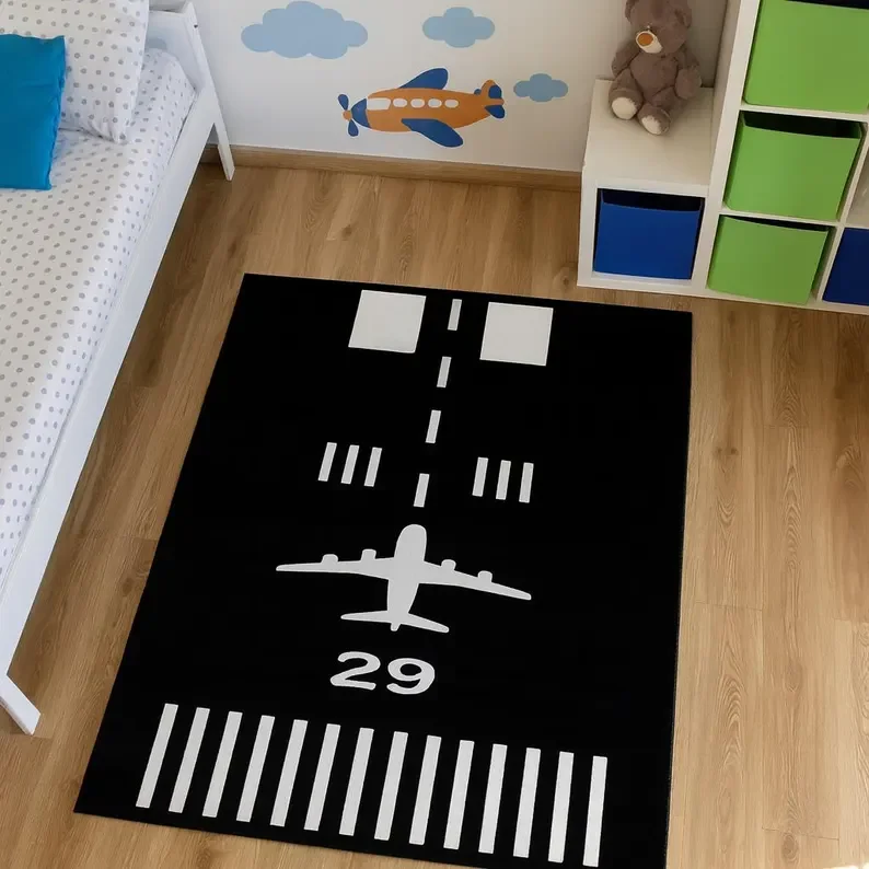 Airport Rug Play Play Decor Fun Rug Kids Rug Nursery Decor Gift for Kids Play Room Rug Play Mat Personalized Gifts Area Rugs