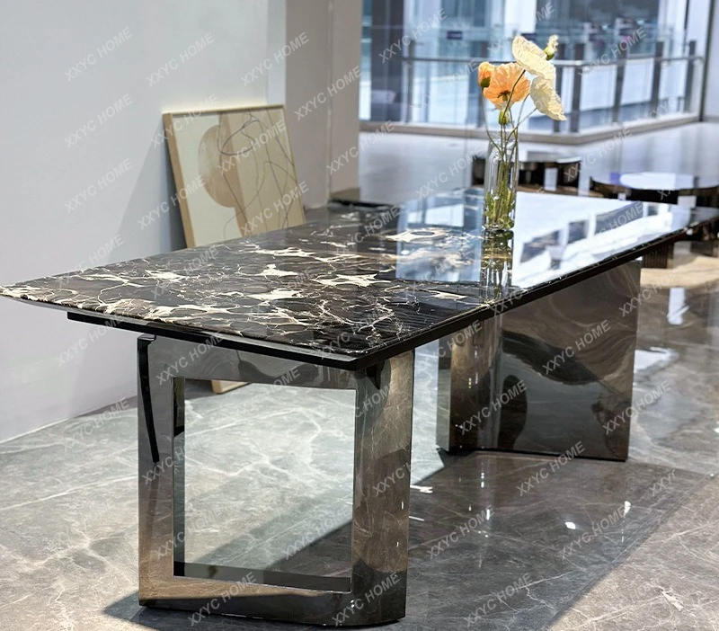 

X-S Natural marble dining table light luxury high-end household natural stone dining table HG
