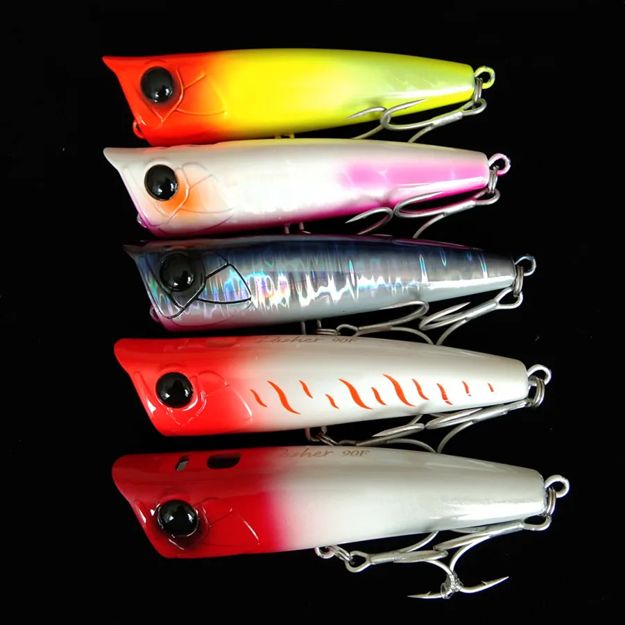 TSURINOYA 5PCS 90F Topwater Popper Fishing Lure 90mm 23g Floating Artificial Hard Bait For Saltwater High Strength Model