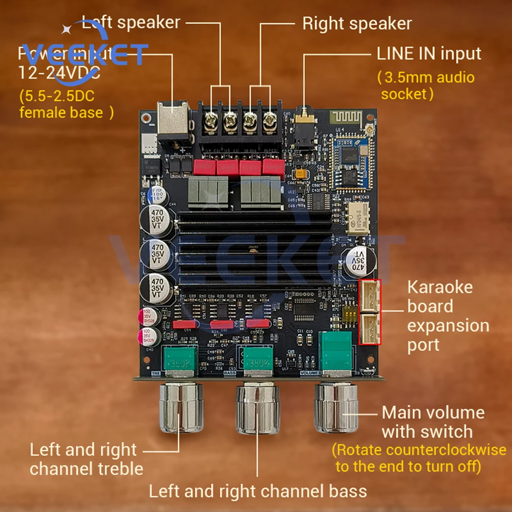 ZK-1002Q 100Wx2 채널 디지털 앰프 보드 블루투스 2.0 QCC3034+TPA3116 APTX 무손실 오디오 앰프 모듈 전자 키트용