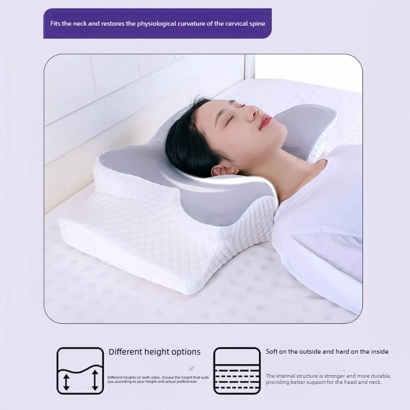 Memory Foam Cervical Pillow, Butterfly Shape for Side Sleepers with Hump Posture Correction, Neck Pain Relief Ergonomic Pillow