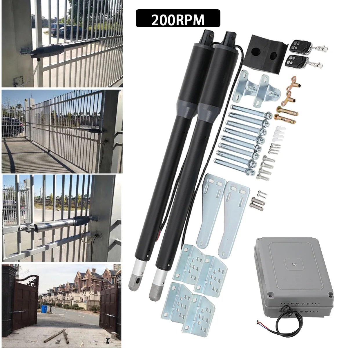 

Electric Automatic Gate Opener Kit, For Swing Gate Up To 650lb Per Arm Electric Gate Opener Dual Swing Gate Opener With Remote