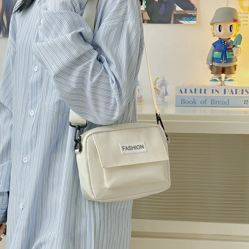 Casual Unisex Student Small Square Bag Single Shoulder Slant Crossbag Soft Korean Style Fashion Bag for Men And Women
