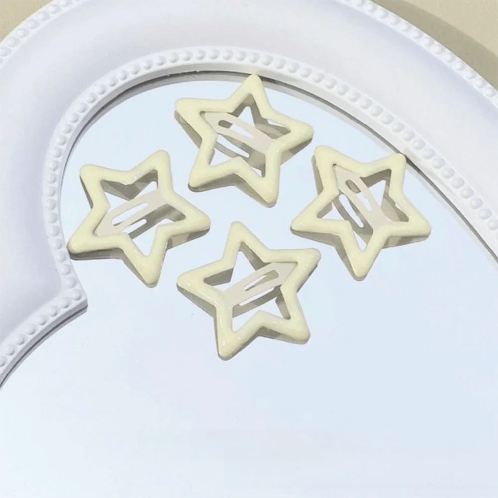 20Pcs Y2K Candy Color Star Shape Hair Clips Silver Colorful Metal Hair Barrettes Pentagram Hollow BB Hair Clips Girls