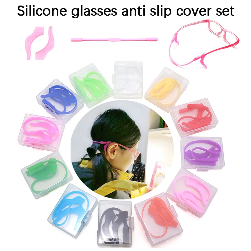 1Set Silicone Glasses Anti Slip Cover Set Glasses Anti Slip Rope Anti Slip Ear Hook Combination Set Flexible Application