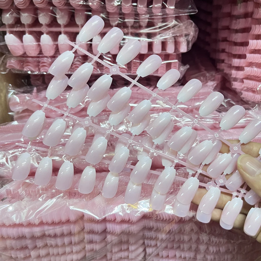 120pcs Naked Pink French False Nails Short Ballet White Border Full Cover Fake Nail  Advanced Gradient Smooth Tip Press-On Nails