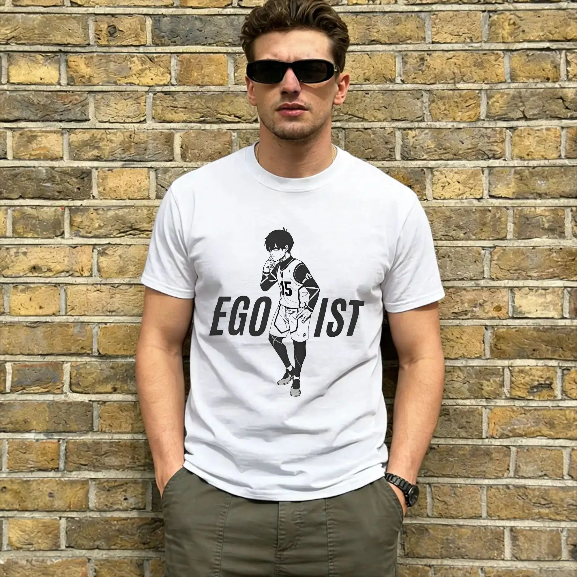 Men's Nagi Seishiro T Shirts Blues Locks Character Cotton Tops Vintage Short Sleeve Round Collar Tee Shirt Classic T-Shirts