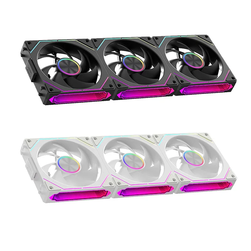 TEUCER DL-2 12CM CD textura ventilador de chasis mágico 5V 3PIN ARGB 12V 4PIN PWM doble cinturón de luz diseño de alto volumen de aire ventilador de refrigeración de PC