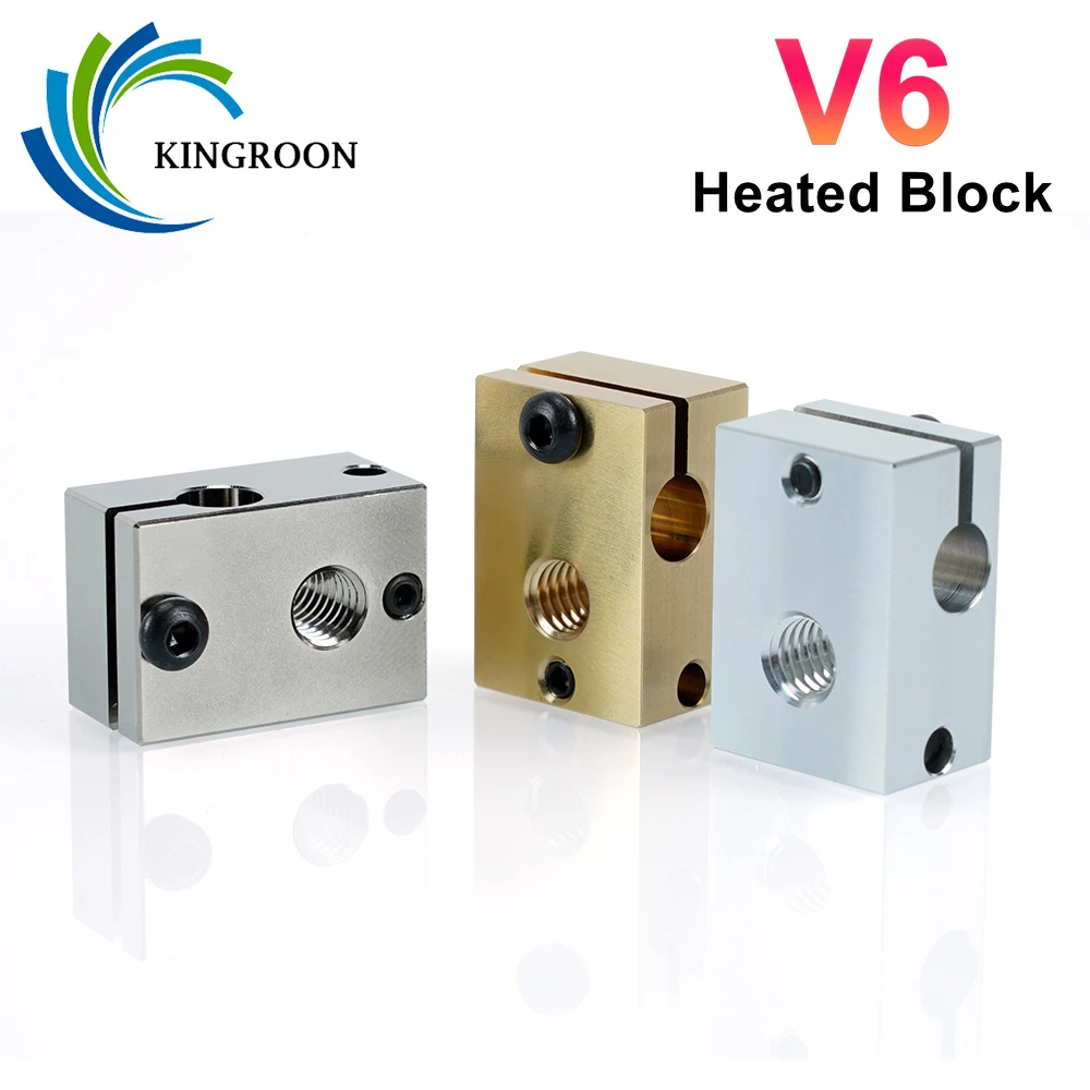 

1PC V6 Heated Block Copper Plated Brass Aluminium Heating Blocks For E3D V6 PT100 J-head Hotend Heaterblock 3D Printer Parts