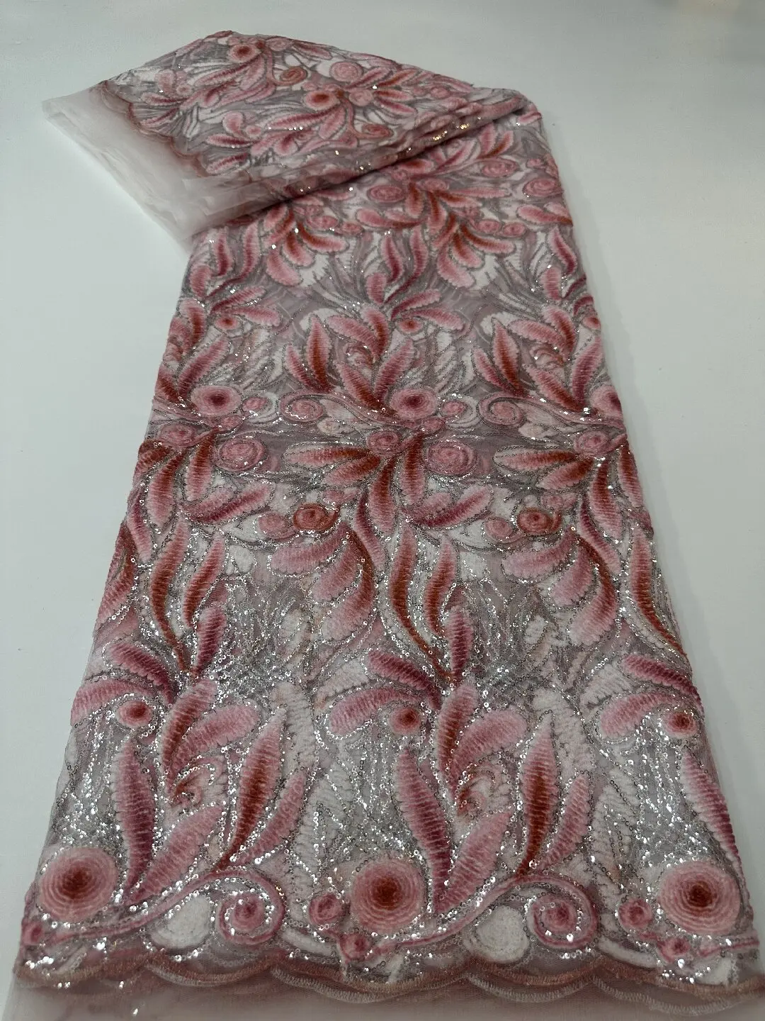 

African Lace Fabric 2026 Sequins Beaded Embroidery Groom Nigerian Bridal High Quality French Tulle Lace Fabric For Wedding Party