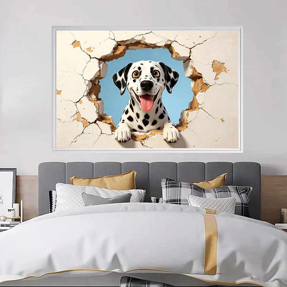1pc Dalmatian Printed Pvc Simulation 2D Flat Wall Stickers Multi Size Living Room Bedroom Wall Art Decoration