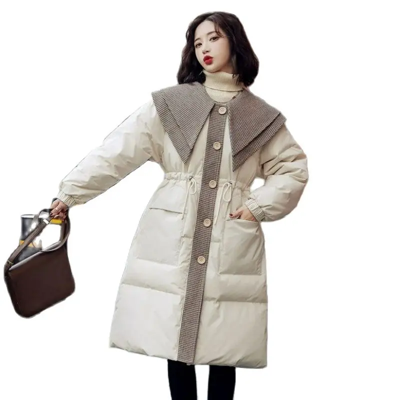 Parkas Jackets Women Down Jacket Winter Coat Female Midi Length Version Versatile Parkas Thick Warm Outwear Design Sense Coats