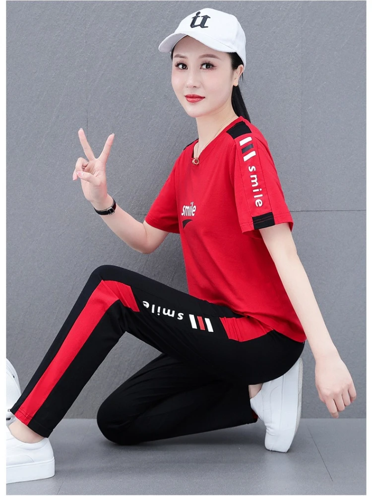 Tracksuits Ladies 2022 Summer New Women Clothing Summer Fashion Casual Sportswear Suit Shuffle Dance Square Dance Two-piece Set