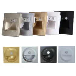 Square Wall Light PIR Motion Sensor LED Stair Lamp Round 1.5W Indoor Steps Ladder Stairway Corridor Hallway Home Sconce Lighting