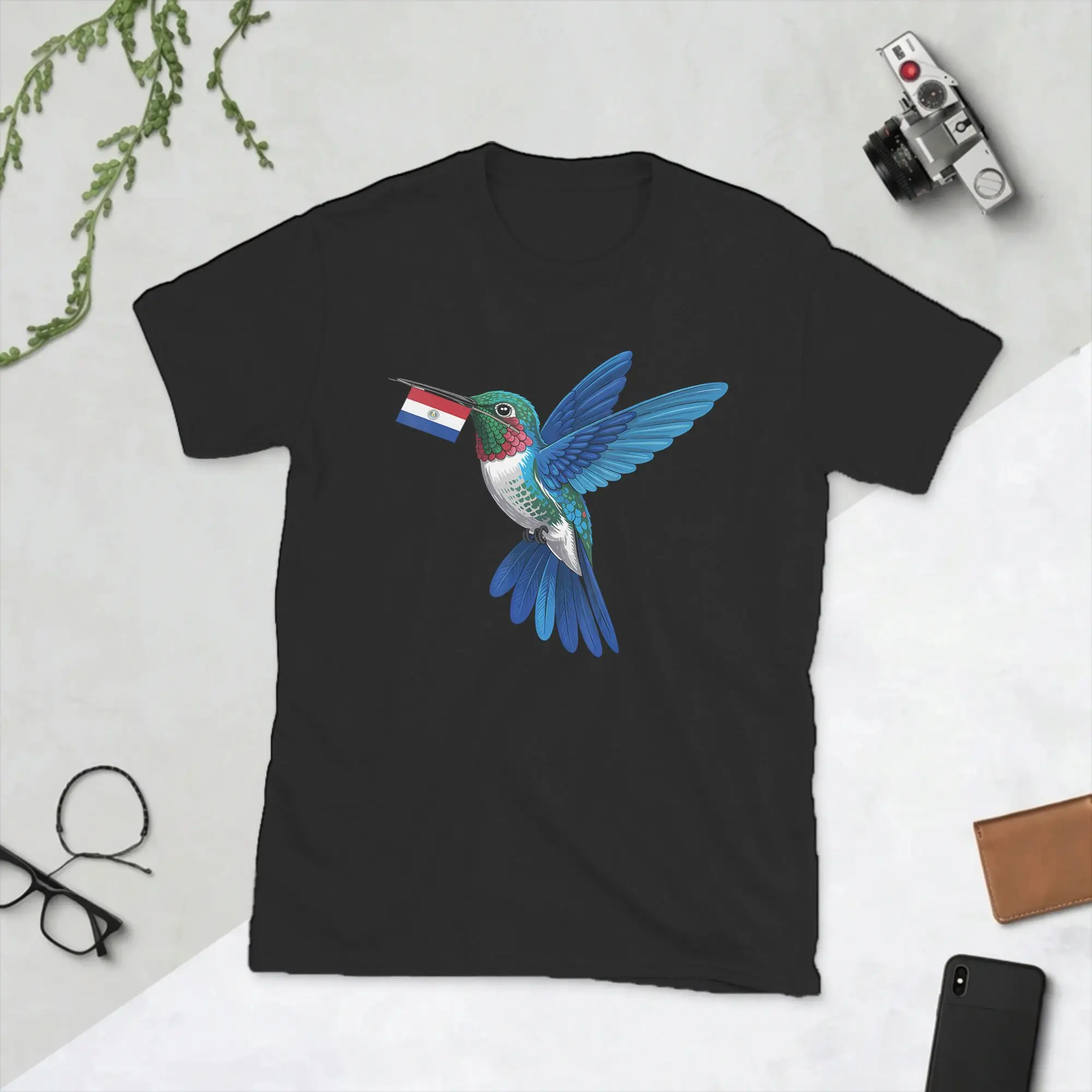 Novelty Paraguay Roots Hummingbird Paraguayan Flag T-Shirt for Men Crewneck Cotton T Shirt  Short Sleeve Tee Shirt Clothes