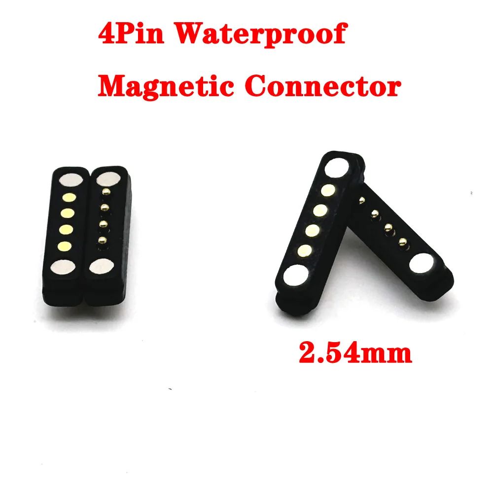 100Pair 4Pin spacing 2.54mm DC Magnetic Pogo Pin Connector Pogopin Male Female Spring Loaded Waterproof DC Power Socket