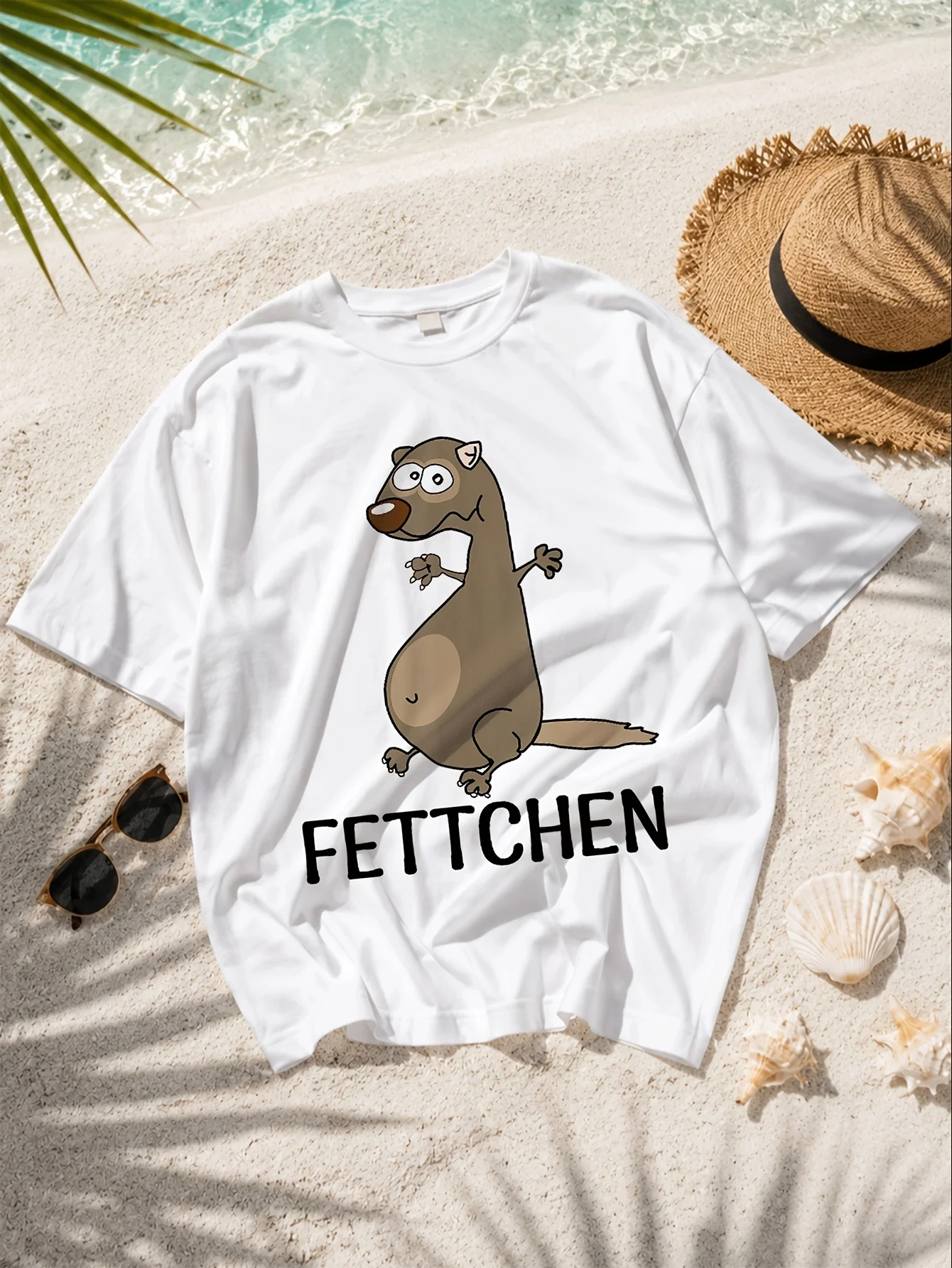 Fettchen Funny Fat Ferret Y2K Oversized Unisex for men women Streetwear for Beach Photography And  Unisex All T-Shirt