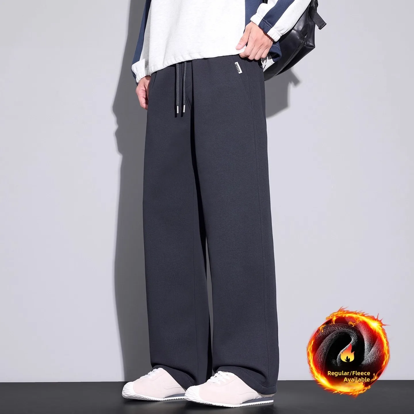 

Мужские повседневные вязаные брюки на флисовой подкладке, утепленные, свободного кроя, прямые, длинные, осенне-зимние, новые, в деловом стиле, для джентльменов