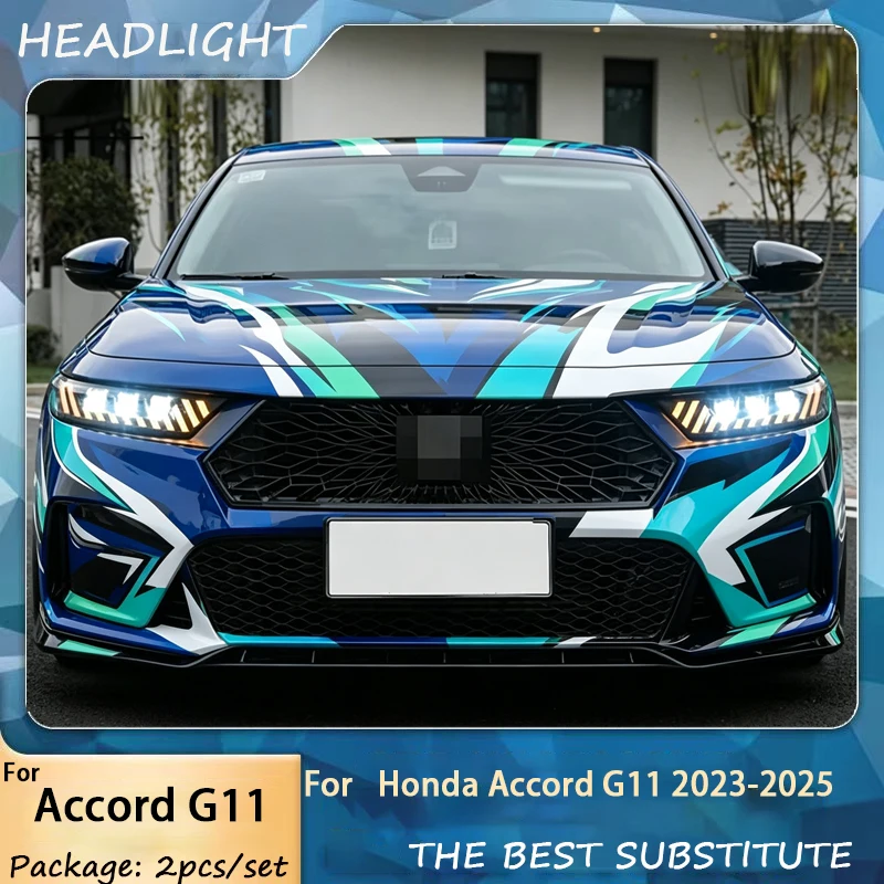 A Pair of Car Stuff Modified For 2023-2025 Upgrade Honda Accord G11 Front Light DRL Head Lamp LED Plug And Play Tool Accessories