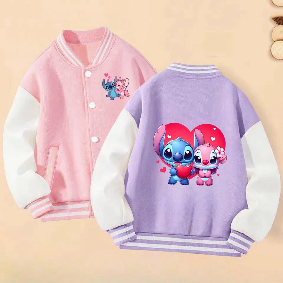 

Kids Stitch Baseball Uniform Sweatshirts Autumn Winter Boys Jacket Hoodie Long Sleeves Sweater Girls Clothes