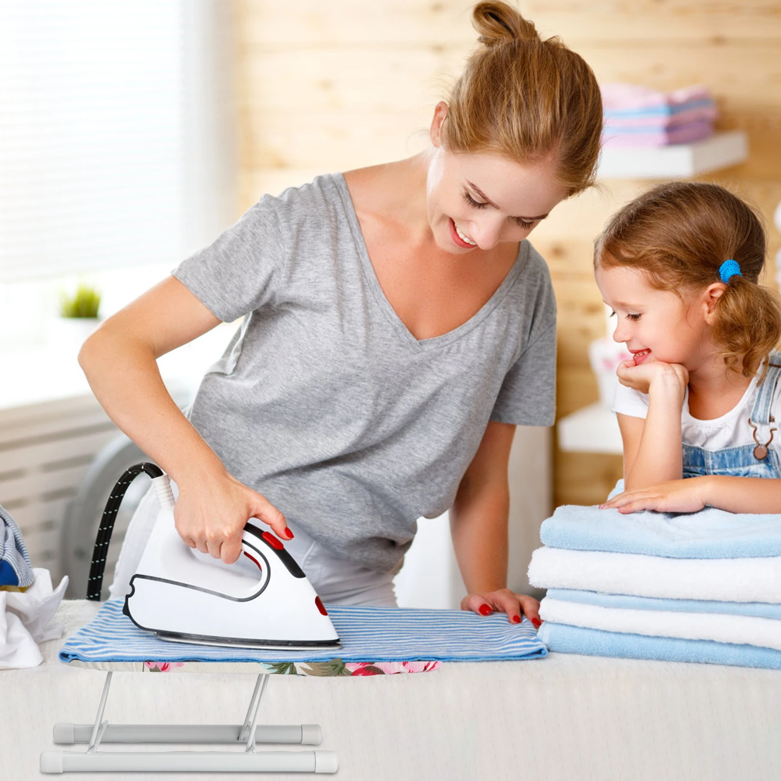 Travel Mini Tabletop Ironing Board Small Steel Table Top Foldable Tabletop Ironing Board for Laptop Desk Snacks Table