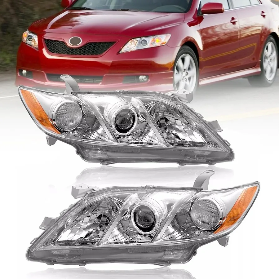 

Headlights Assembly Compatible with 20072009 Camry Headlamp Chrome Housing with Amber Reflector for Driver and Passenger Side