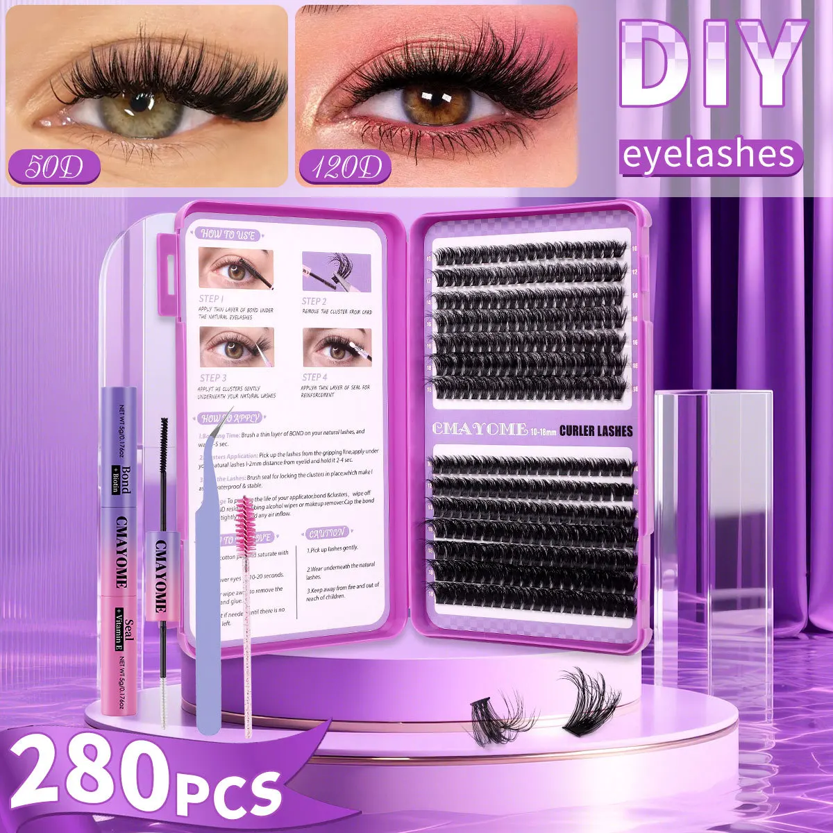 

14 Rows 50D120D False Eyelash Book D Curve Grafted Mixed Thick Segmented Eyelashes for Eyelash Extensions