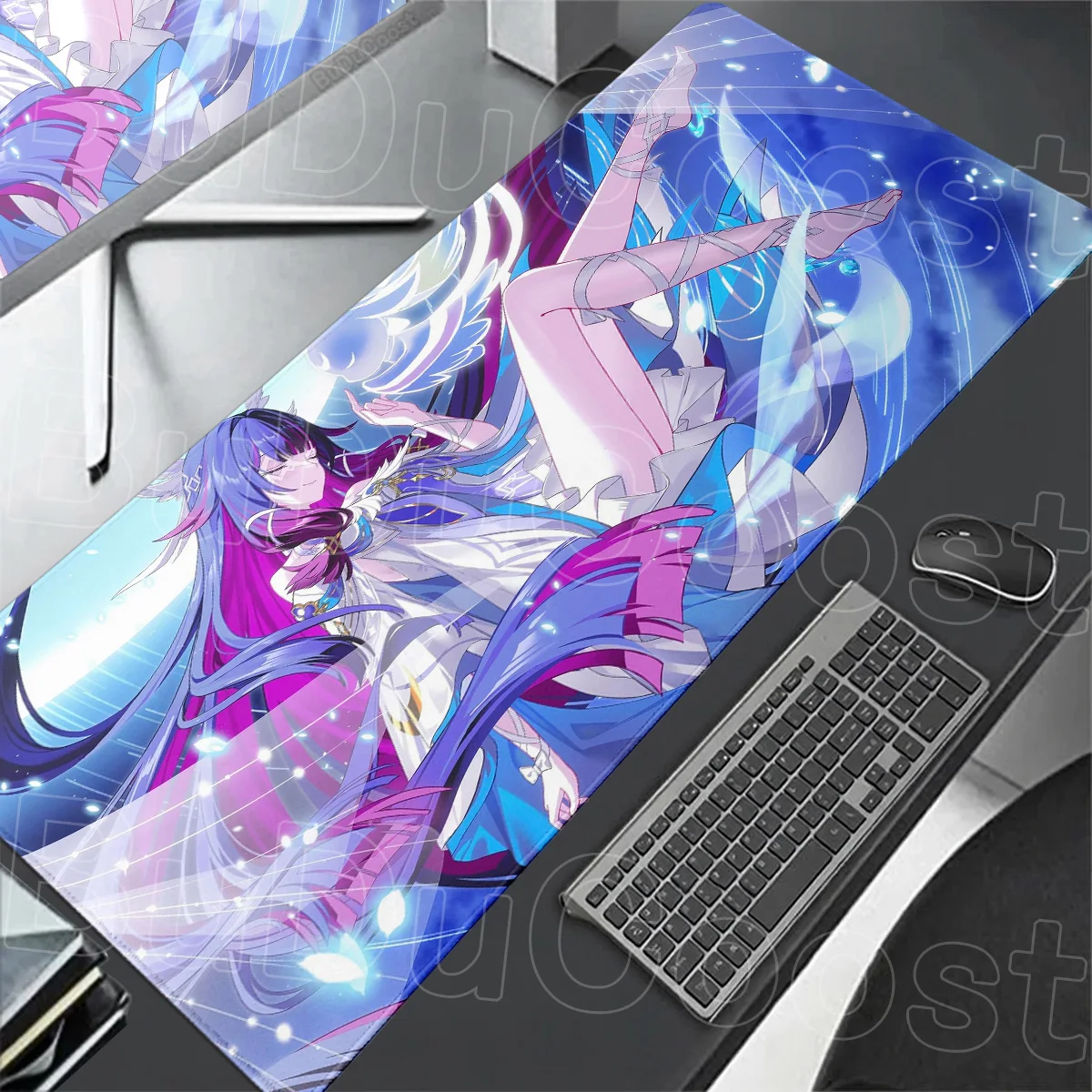 Genshin Impact Columbina Gamer Keyboard Pad with Suture Edge Large Computer Office Mousepad Rubber Deskmat PC Gaming Accessories
