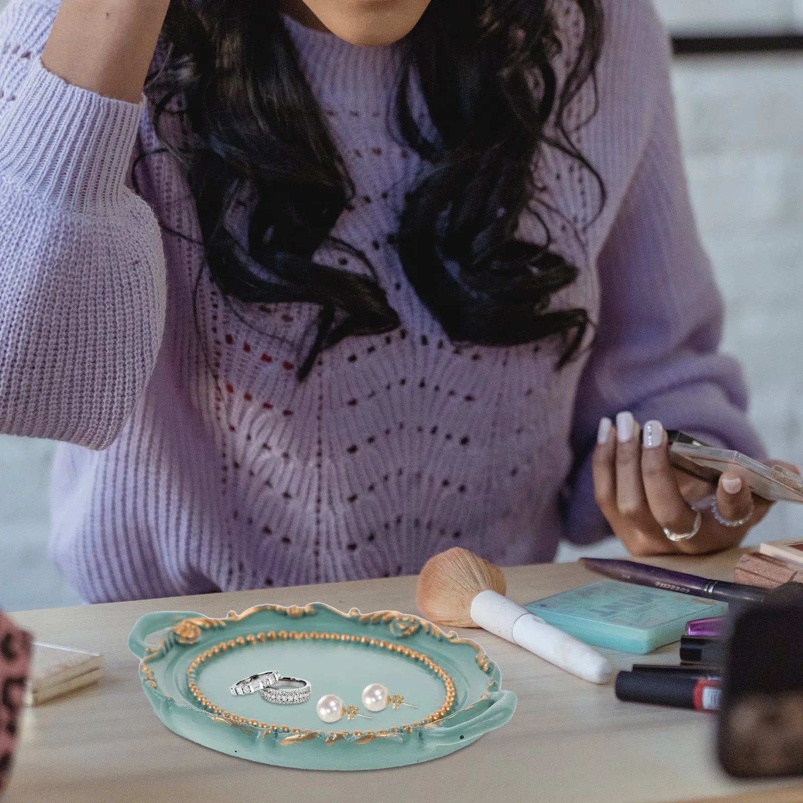 

Jewelry Organizer Tray Vintage Style Small Ear Stud Ring Display Decorative Storage Tray for Jewelry Bracelets Necklaces Trinket