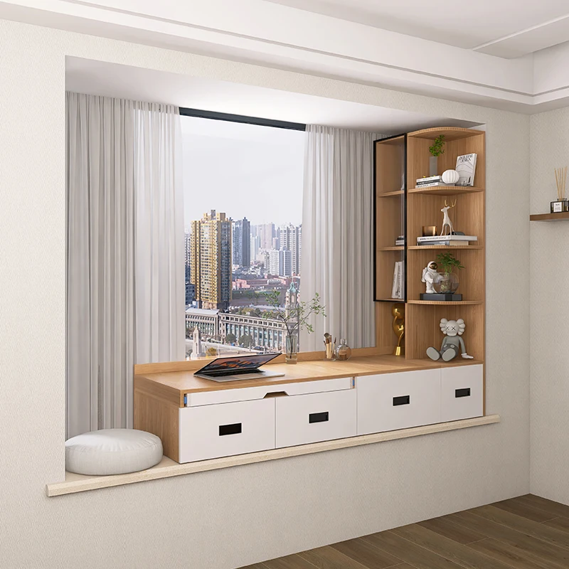 Customizable bay window retractable table pull-out desk remodeling cabinet