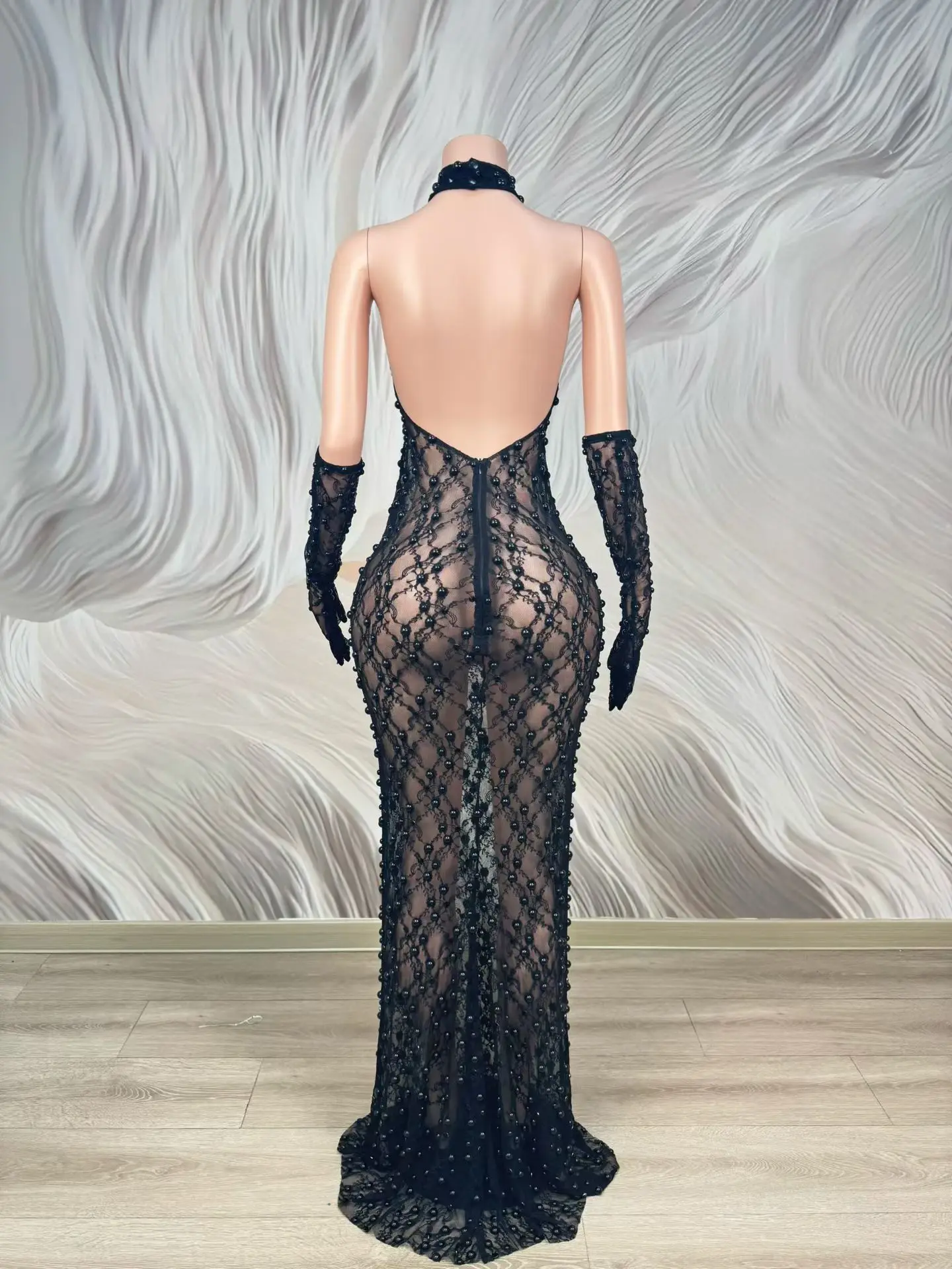 

Элегантное вечернее платье Heileisi для женщин: сексуальное черное шелковое платье-халтер с перчатками для выпускного, свадьбы, дня рождения, коктейльной вечеринки, выпускного бала