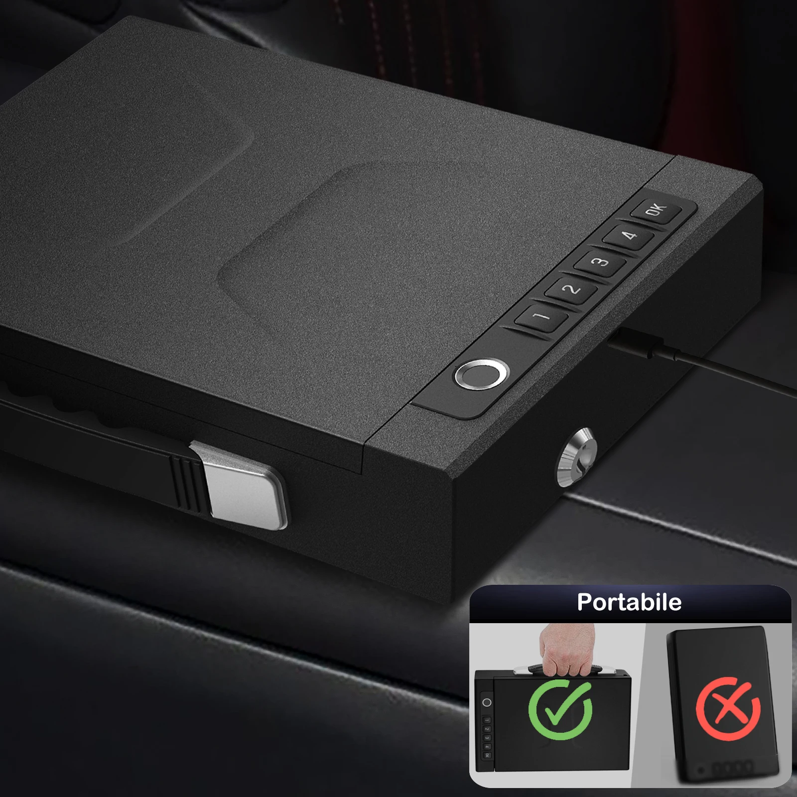 جديد محمول تويا 4 في 1 بندقية آمنة البيومترية APP/كلمة المرور/بصمة/مفتاح فتح سبائك الصلب المواد مسدس خزائن صندوق للمنزل #5