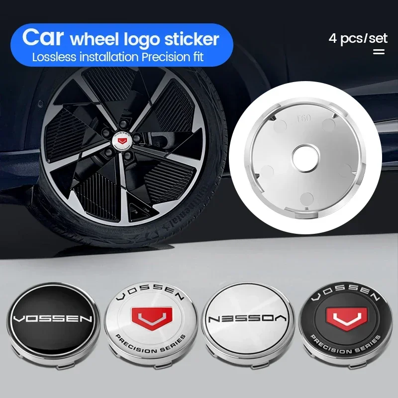 

4PCS 60mm Car Wheel Hub Center Caps Rim Cover Badge Emblem Stickers Accessories Vossen Logo Car General Hub center cover