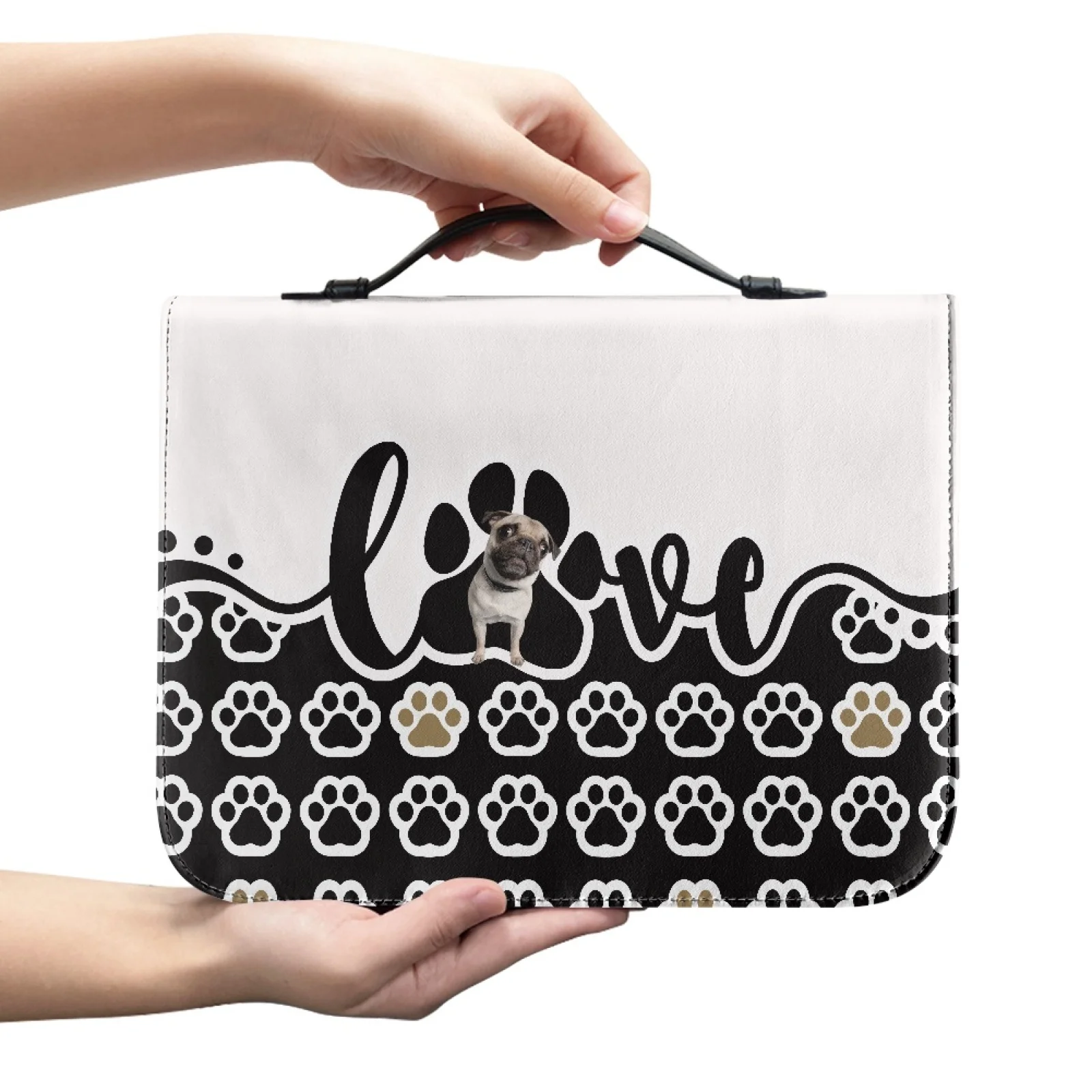 PENSTROLL Paw Print Pug Love Large Capacity Bible Case for Women Multi Functional Bible Cover 2026 Collection