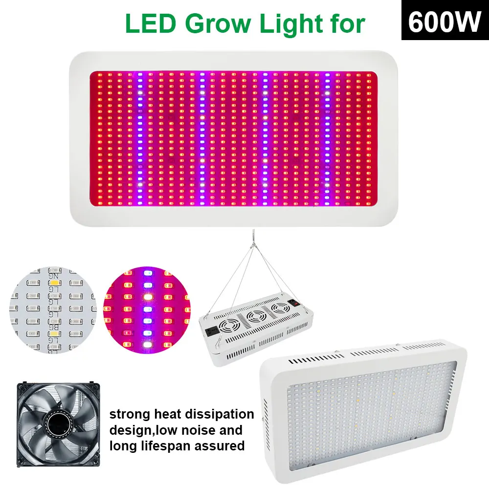 ضوء نباتي LED SMD بقدرة 600 وات، ضوء يعزز نمو النبات، ضوء نباتي داخلي #4