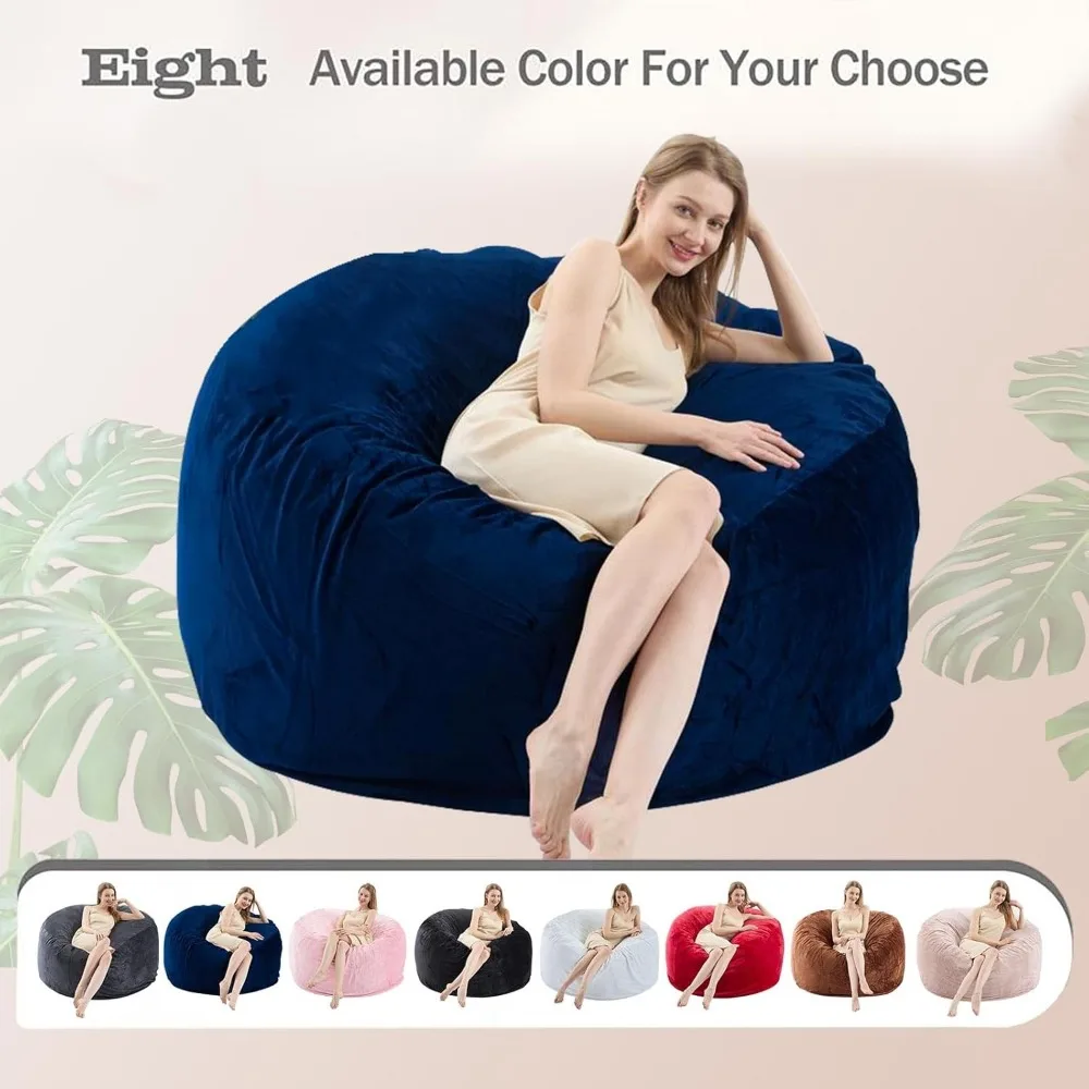 كرسي بين باج مملوء بإسفنج الذاكرة للبالغين - أثاث غرفة معيشة كبير الحجم بطول 5 أقدام، مناسب للجلوس المريح #6