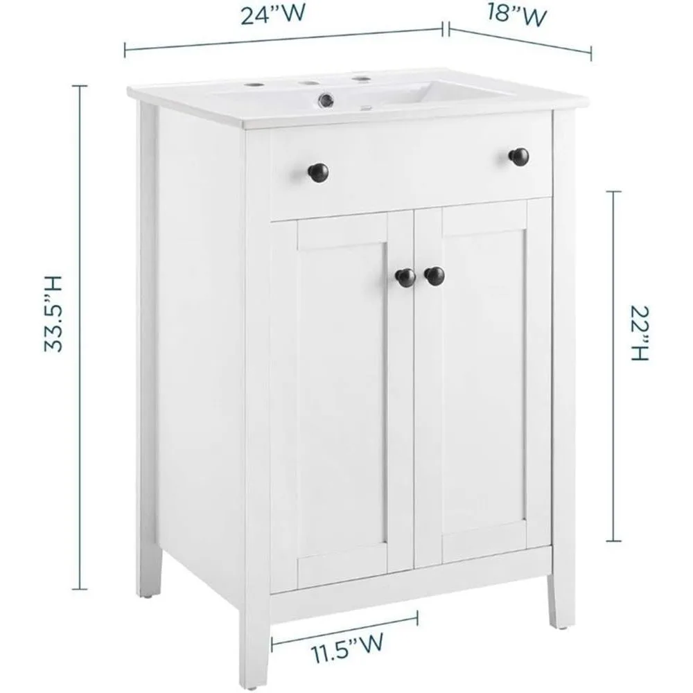 Szafka łazienkowa z białym umywalką, 24 cali