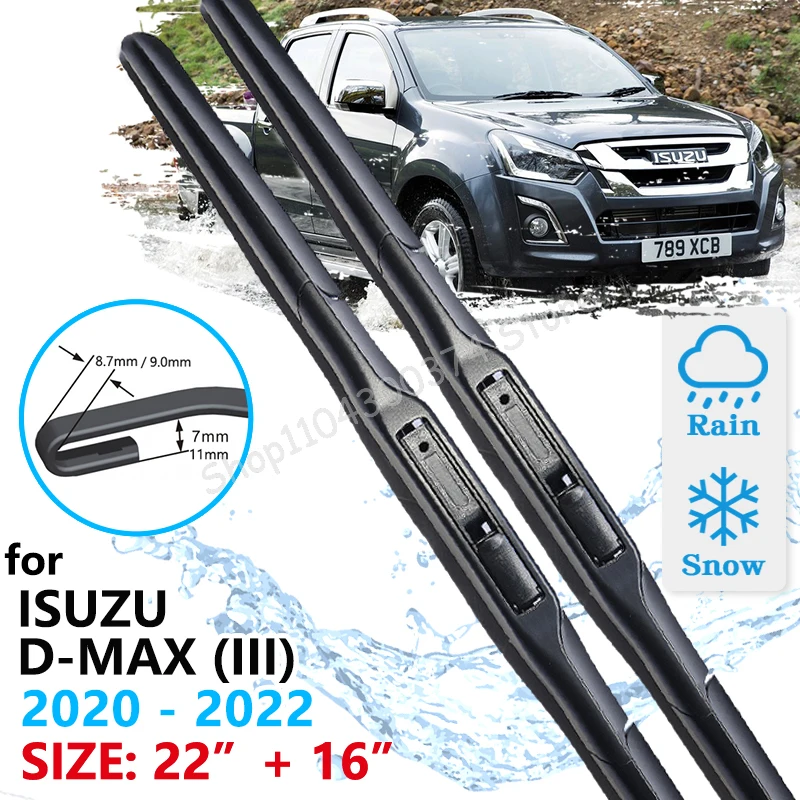 

Car Front Wiper Blades For Isuzu D-Max Mk3 RG 2020 2021 2022 2023 DMax Windscreen Windshield Windows Brushes Washer Accessories