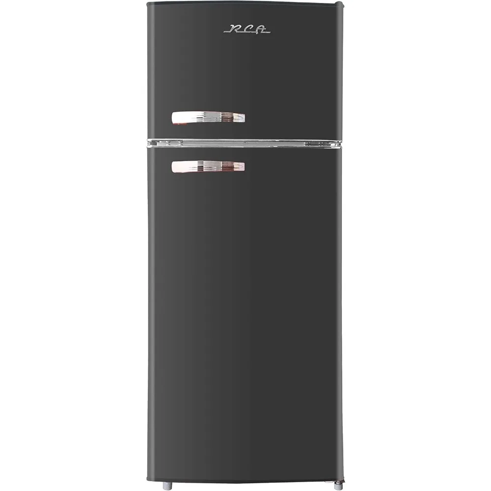 2 Door Apartment Size Refrigerator with Freezer, 7.5 cu. ft, Retro Black