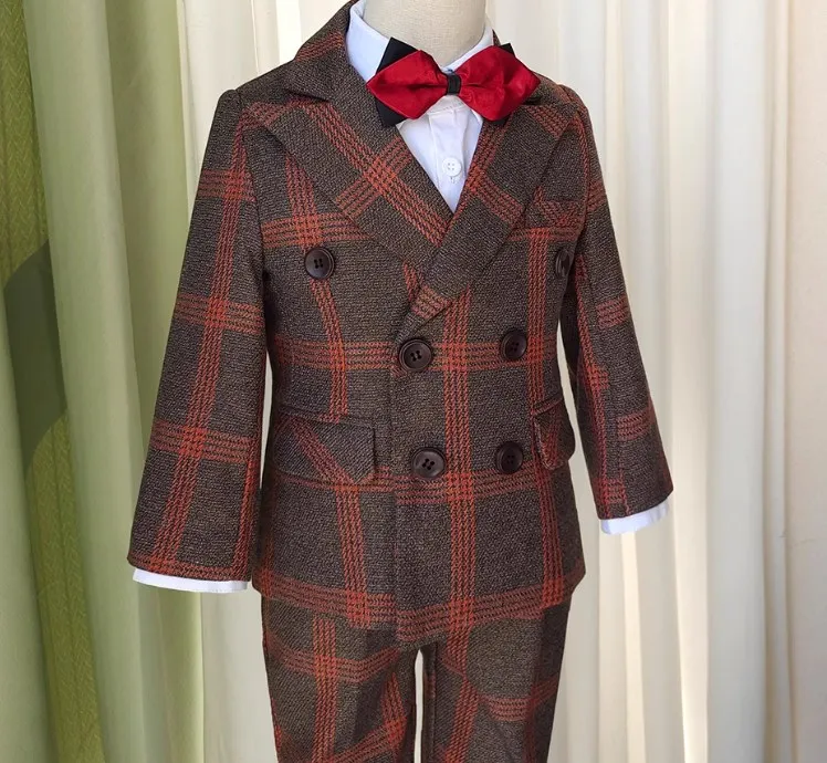 Children Luxurious Photography Suit Boys Jacket Vest Pants Bowtie Ceremony Costume Kids Birthday Wedding Dress Performance  Set