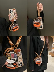 New Mini Schoolbag Phone Case,for IPHONE Case 15 14 13 12 11 PRO MAX 7 8 PLUS X XR XS MAX,Headphones Can Be Stored,key