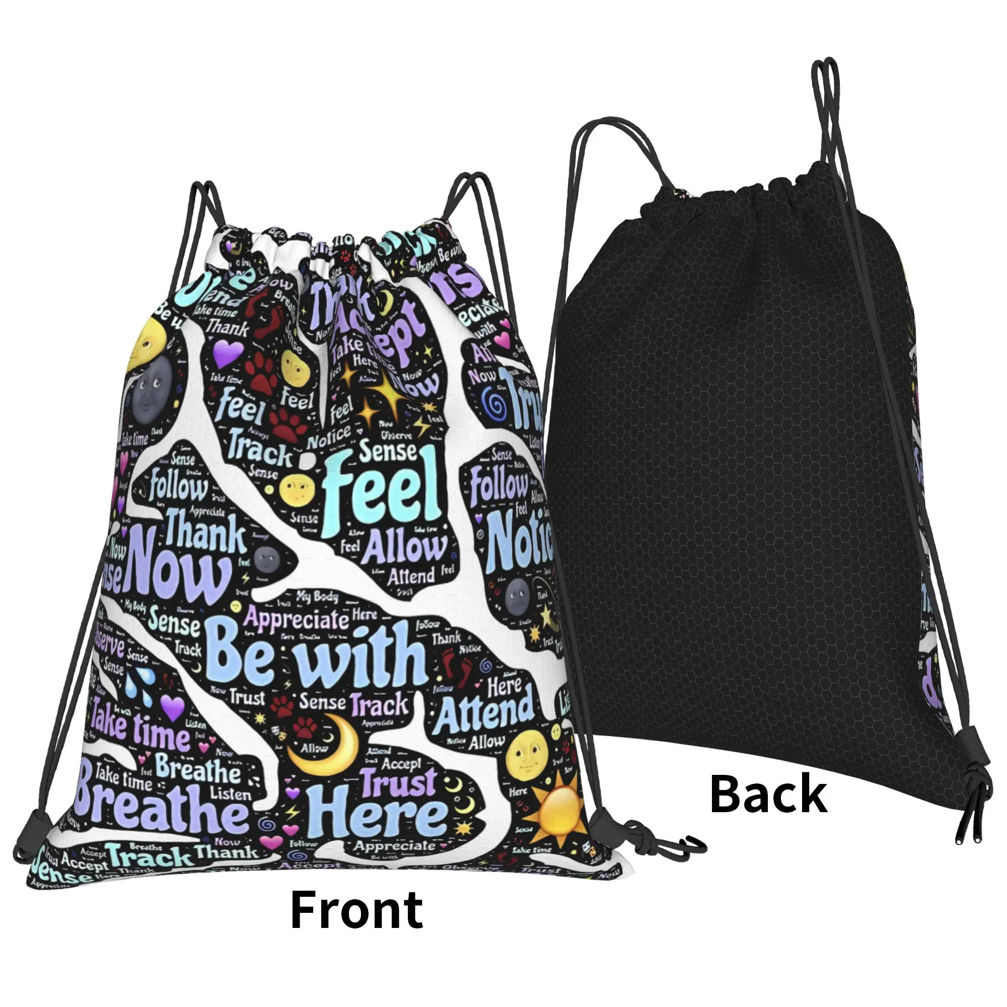 Brain Peace&Love Yoga Portable Travel Riding Gym Drawstring Storage Sporty Backpacks