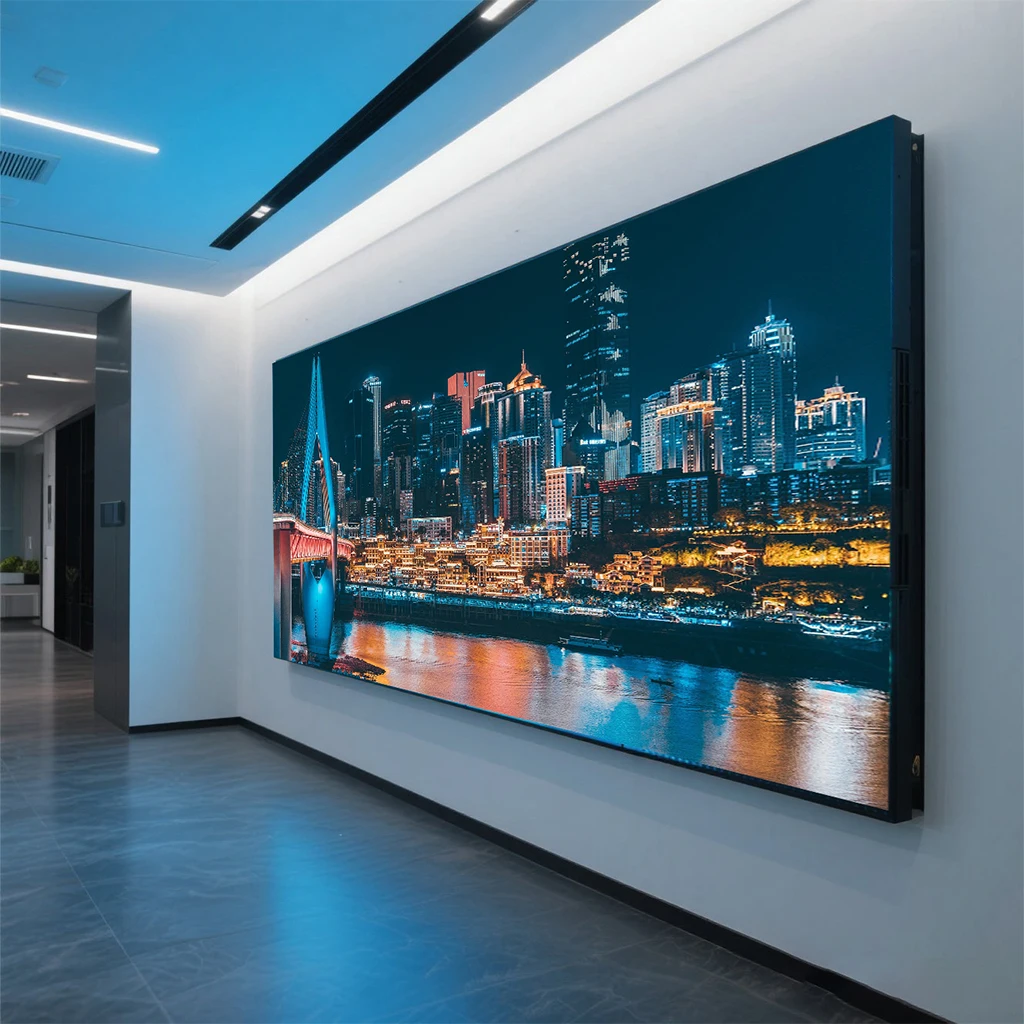 Custom Size COB LED Cabinet Screen P0.78 Wall Mounted 600nits Brightness Full Color Animation Retail Store Education