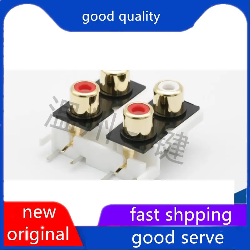 10pcs original new AV4-8.4-9 Gold Plated Same Core Socket 6-Pin RCA Seat 4-Hole PCB Soldered Audio and Video Socket Hot Selling