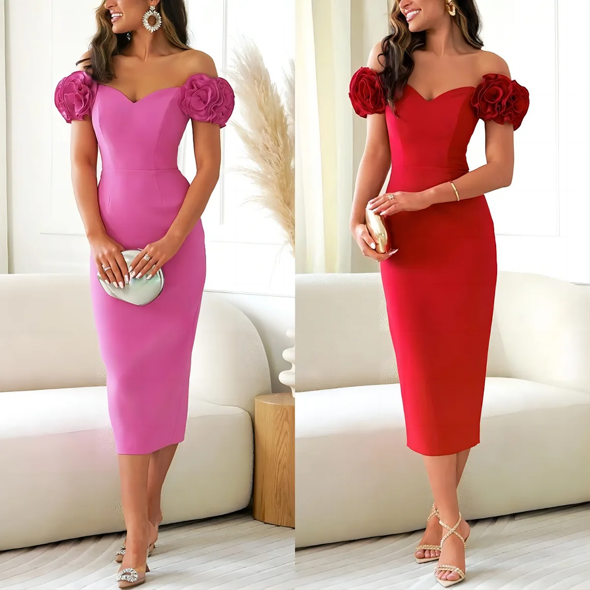 Sexy Tee-Dimensional Flower Evening Dr Bodycon Dr for Banquet Par High Waist Slim Fit Svel Wedding Dr